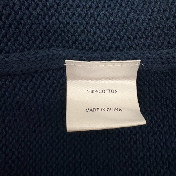 Pearls & Camo Palm Beach Sweater Size L Navy White Lightweight Cotton V-neck - Picture 5 of 6